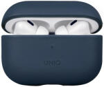  Bluetooth fülhallgató töltőtok tartó, Bőr, vezeték nélküli töltés támogatás, Apple AirPods Pro 2 kompatibilis, Uniq Terra, kék