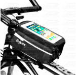 kerékpár táska mobiltelefon tartóval, 21x9x10, 5 cm, felső váz csőre szerelhető mobiltelefon táska, mobiltelefon mérete kevesebb,