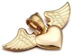 Elegance Szív alakú nemesacél medál angyal szárnyakkal arany fazonban 20 x 40 mm (5701)