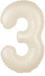 PartyPal Számos lufi 34" 86cm óriás, szám, számjegy 3-as, krém színű (LUFI631744)