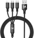 WOZINSKY Cablu incarcare si date de la USB-A catre 3 tipuri de incarcare: USB Typ C/ micro USB/ Lightning IOS, putere incarcare 2.8A cu lungime 1, 25m culoare Negru (72473)