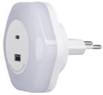 Kanlux BOLA LED éjszakai irányfény (max. 15W) fényérzékelővel, USB-A és USB-C csatlakozóval, meleg fehér (37397)