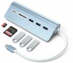 Satechi Hub USB Type-C din aluminiu (3x USB 3.0, MicroSD) - Albastru (ST-TCHCRB)