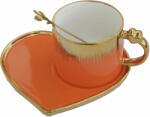 Pufo Desire kerámia bögre szív alakú tányérral és kanál kávéhoz v (Pufo2984portocaliu)
