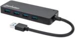 Manhattan 164900 hálózati csatlakozó USB 3.2 Gen 1 (3.1 Gen 1) Type-A 5000 Mbit/s Fekete (164900) (164900)