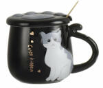 Pufo Sweet Kitty bögre kerámia fedővel és kanállal, kávéhoz vagy (Pufo2995negru)