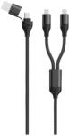 2GO USB-A/USB-C apa - 2x Lightning apa Adat és töltő kábel - Fekete (1, 2m) (797365) (797365)