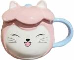 Pufo Happy Cat kerámia csésze kávéhoz vagy teához, 300 ml, rózsaszín (Pufo2979roz)