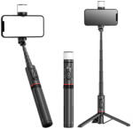 Techsuit Selfie Stick Stabil Wireless, 77cm, Techsuit LED Tripod (Q12S), Black
