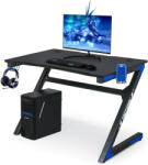 Victory Gamer számítógépasztal pohártartóval és fejhallgató-akasztóval, 115x70x76cm - fekete, kék (bs1157)