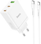 hoco. Incarcator pentru Priza USB, 2x Type-C, PD35W + Cablu Type-C la Type-C, Hoco Start (N33), White