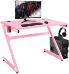 Victory Gamer számítógépasztal pohártartóval és fejhallgató-akasztóval, 107x67, 5x76cm - rózsaszín