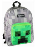 Astra Minecraft hátizsák, 2 rekeszes, 40x30x14cm, szürke-zöld, Creeper, Astra