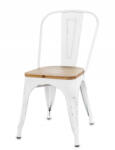 Art-Pol Provanszi koptatott támlás fehér fém szék, natúrfa ülőrész 83, 5x44x54cm (137269)