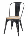Art-Pol Provanszi koptatott támlás fekete fém szék, natúrfa ülőrész 83, 5x44x54cm (137267)
