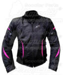  motoros kabát ASHLEY, Méret: L, fekete pink csíkkal, poliészter anyagból, CE jóváhagyott protektorok, NŐI, MZONE