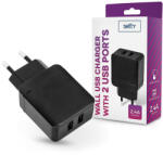 Setty 2xUSB hálózati töltő adapter - Setty USB Wall Charger - 5V/2, 4A - fekete - rexdigital