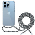Spello Víztiszta Szilikon Tok fekete-fehér vállpánttal - iPhone 15 Pro Max