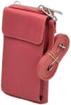  Geanta telefon si portofel 2 in 1 de dama din piele naturala, Made in Italy, Compartiment telefon si portofel, 10 x20x4.5 cm, Roz