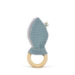 GRUNSPECHT Jucarie dentitie din bumbac cu inel din lemn, albastru, Grunspecht 571-V3 (571-V3) - edanco