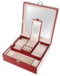  Cutie pentru bijuterii, cu oglinda, rosu, 25.5x25.5x9 cm (00008891-IS) - edanco