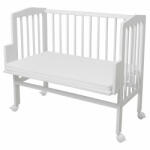 WALDIN Patut suplimentar, Waldin, 2 in 1 pentru copii, 90 cm x 55 cm, lemn de fag, vopsea certificata, roti blocabile, laterala detasabila, co-sleeping, Saltea inclusa, Alb (SIDE-WHITE+MATTERSS)