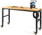 AVWH Állítható magasságú munkaasztal 122x51x79-104 cm 720 kg teherbírású barna munkapad multifunkciós asztal műhelybe