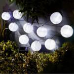 ProGarden 10 LED-es napelemes party lampion fényfüzér kertbe, teraszra, 4, 5 m, fehér (DX9300670)
