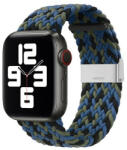 Apple Watch 1-6, SE, SE (2022) (38 / 40 mm) / Watch 7-9 (41 mm), textíl pótszíj, állítható, szőtt stílusú, kék/zöld/fekete - tok-shop
