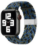 Apple Watch 1-6, SE, SE (2022) (38 / 40 mm) / Watch 7-9 (41 mm), textíl pótszíj, állítható, szőtt stílusú, kék/zöld/fekete