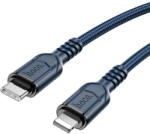  USB Type-C töltő- és adatkábel, Lightning, 200 cm, 3000mA, 20W, törésgátlóval, gyorstöltés, PD, QC, cipőfűző minta, Hoco X59 Victory, sötétkék