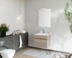 Savinidue Bogota 60cm-es 1 fiókos fürdőszobaszekrény füstölt tölgy + mosdó - smartbutor