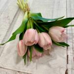 Kreatív Tulipán 7 szálas halvány rózsaszín élethű kis virágú