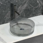 AREZZO design design GLAM üveg mosdó, világos szürke