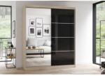 Alfaomega Firenze183 M35 magasfényű ajtó, matt vázas gardróbszekrény tölgy-fekete
