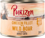 Purizon Purizon 11 + 1 gratis! 12 x 200/400 g Adult conserve pisici - File de pui cu mistreț (12 200 g)