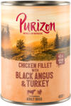Purizon Purizon 11 + 1 gratis! 12 x 400/800 g Hrană umedă câini - Black Angus & curcan cu cartofi dulci și merișoare (12 400 g)