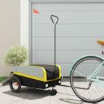 vidaXL fekete-sárga vas kerékpár-utánfutó 30 kg (94057)