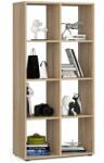 Artool Biblioteca, placa laminata, 8 rafturi, stejar, 70.5x33x144 cm, Quad GartenVIP DiyLine (384139-AK) Biblioteca
