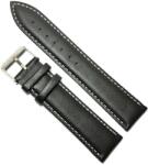  Curea de ceas Neagra din piele naturala, cusatura alba - 22mm - GR6 (GR6)