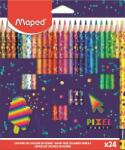 Maped Színes ceruza készlet, háromszögletű, MAPED Pixel Party, 24 különböző szín (IMA862206) - becsiirodaker