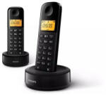 Philips DECT TELEFON fekete 300mAh 2 kézibeszélő D1602B/53