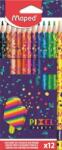 Maped Színes ceruza készlet, háromszögletű, MAPED Pixel Party, 12 különböző szín (IMA862204) - pencart