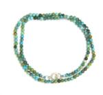  Colier din Turcoaz de Nepal Rotund Fatetat 3x3 mm - Accesorii de Argint 925 - 1 Buc