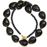  Colier Onix Negru Picatura 19x15 mm - Rotund Fateatat 3 mm - Accesorii Gold Filled