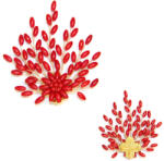  Brosa si Pandantiv din Coral Rosu 8x7 cm - Metal - 1 Buc