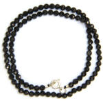  Colier din Turmalina Neagra Rotunda Fatetata 4x4 mm - Accesorii Argint 925 - 1 Buc