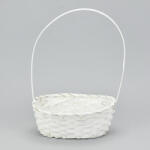  Bambusz füles ovál kosár fehér - kosarbolt