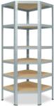 Plus Mobilier Raft metalic Premium de colt 2500x900x400x700 mm, otel galvanizat cu 6 polite MDF, 1200 kg, montaj fara surub (5 ani garantie) gri 6 Raft metalic Otel Uz comercial 900x400x2500 200 kg (61004206) Dulap arhivare