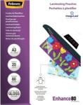 Fellowes meleglamináló fólia A3, 80 mikron, fényes, 25 ív/csomag (5396403)